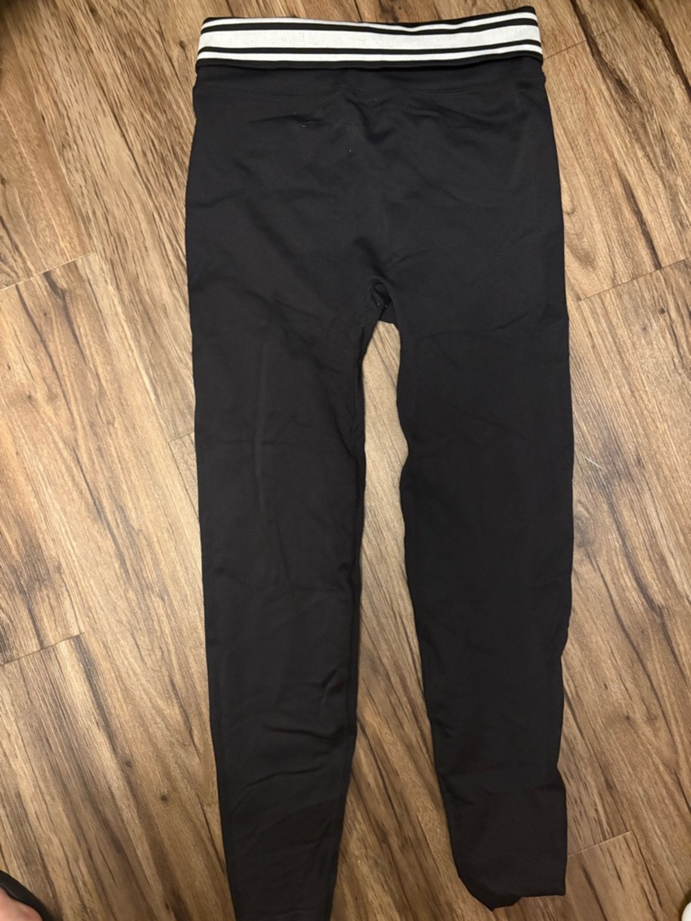PINK Victoria's Secret Black Leggings with Striped Waistband